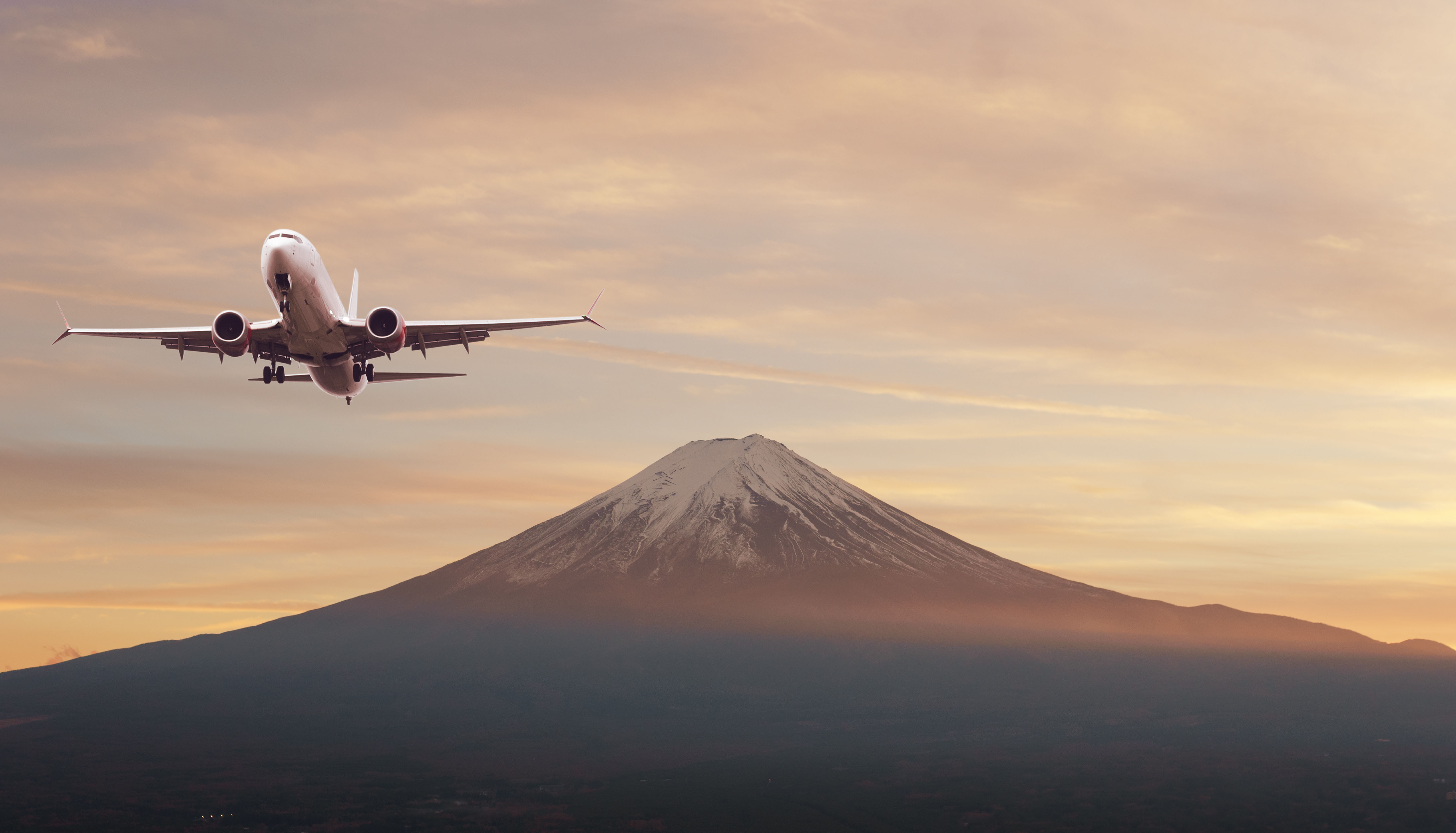 Top of Fuji-san, the highest mountain in Japan with airplane, vi